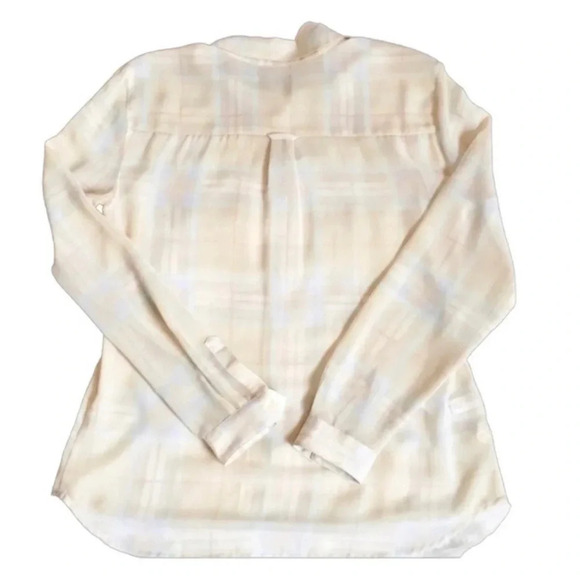 NWT LOFT Semi-Sheer Long Sleeve Plaid Button Up Blouse Size Small - Picture 4 of 4